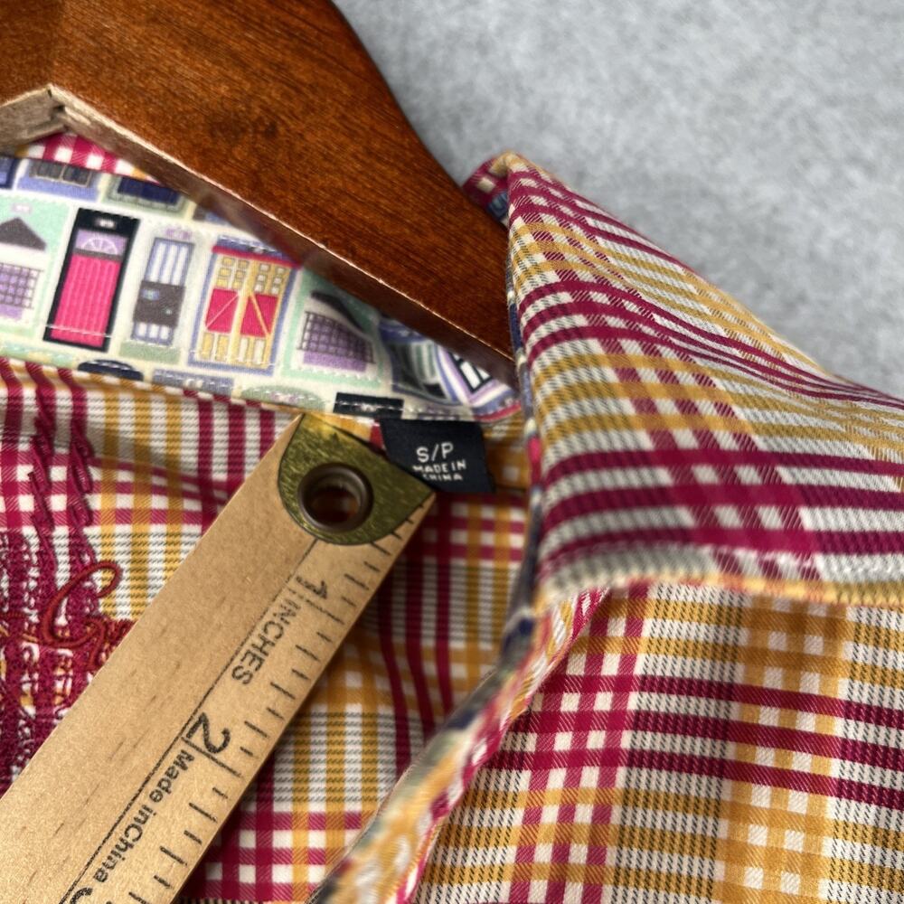 Robert Graham Colorful Plaid Shirt Flip Cuff Red Yellow Casual Classic Mens - Picture 5 of 11